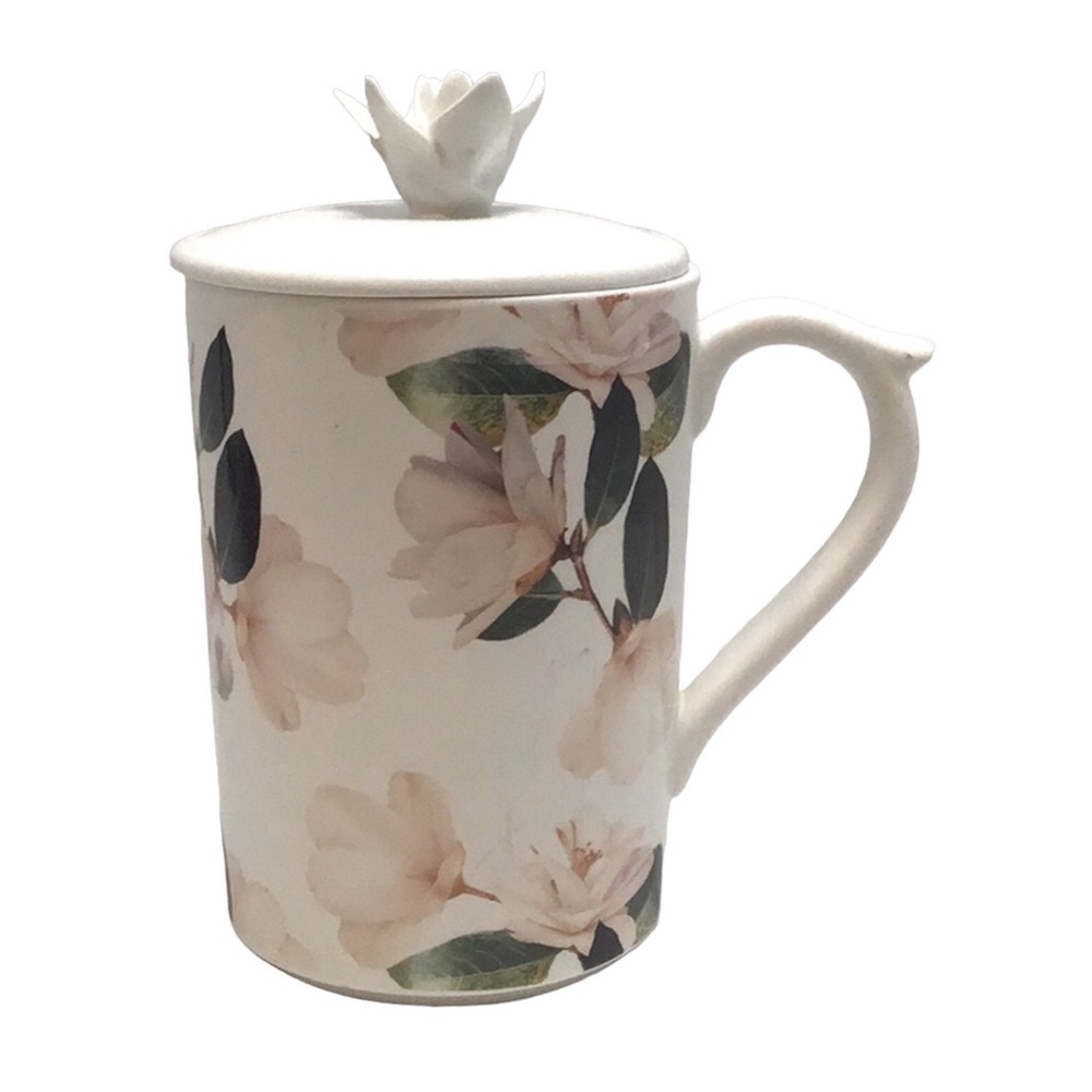 🦄 Indigo Flowered Mug with Lid
